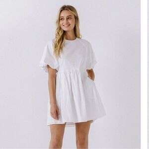English Factory SHORT BALLOON SLEEVE MINI DRESS